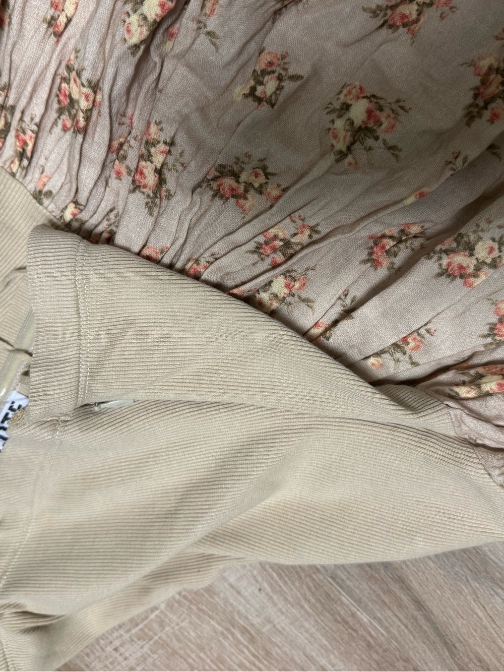 Urban Outfitters Ecote Strapless Lace-Up Tan Floral Midi NWT SIZE XL $79 - Picture 8 of 8